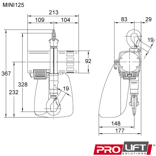 125kg JDN Mini Air Hoist Prolift Solutions Pty Ltd