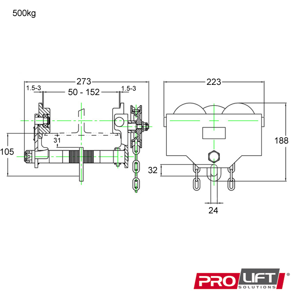 500kg (Geared) PGT305 - Image 2