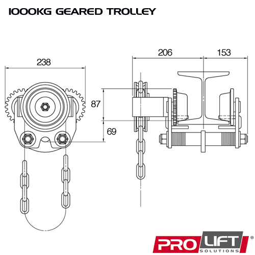 1T Low Headroom (Geared) PGT110 - Image 2