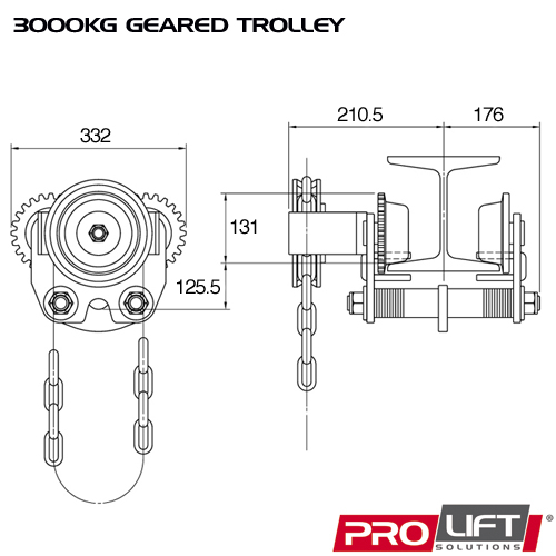3T Low Headroom (Geared) PGT130 - Image 2