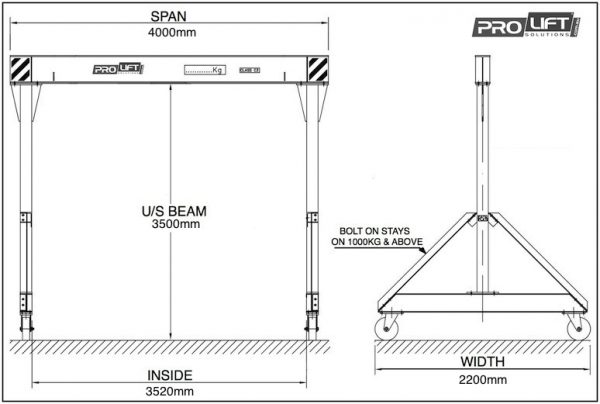 3000kg (4M SPAN) Mobile Gantry Crane - Image 2