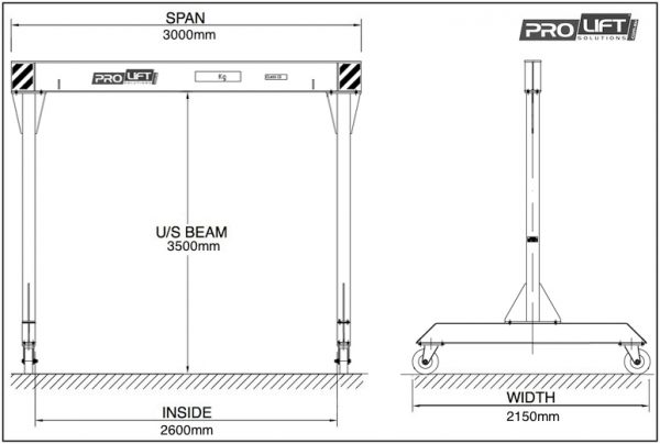 1000kg (3M SPAN) Mobile Gantry Crane - Image 2