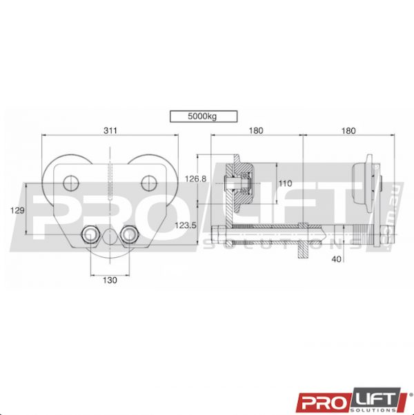5000kg Low Headroom Trolley PPT150 - Image 2